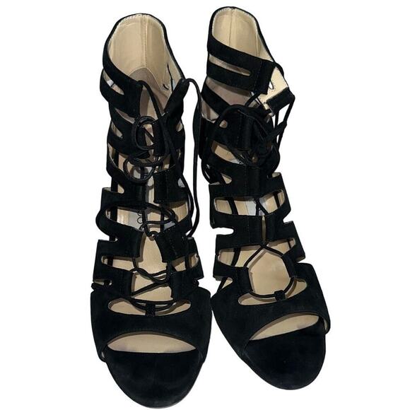 Jimmy Choo Hitch 100 Mirrored Lace Up Cage Heels Black Size EU 39.5 Gladiator - Picture 3 of 8